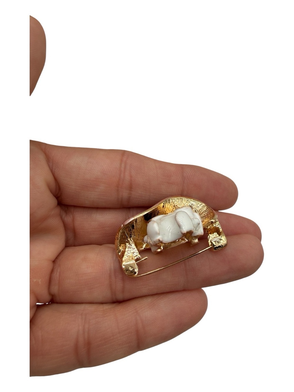 Tooth Brooch/Pin with Pink Hat and Sunglasses on Gold-Tone - Picture 6 of 6